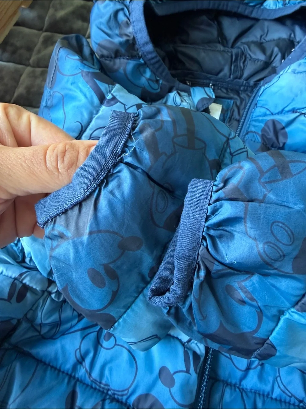 GAP Disney Blue Mickey Mouse Puffer Jacket with Hood
